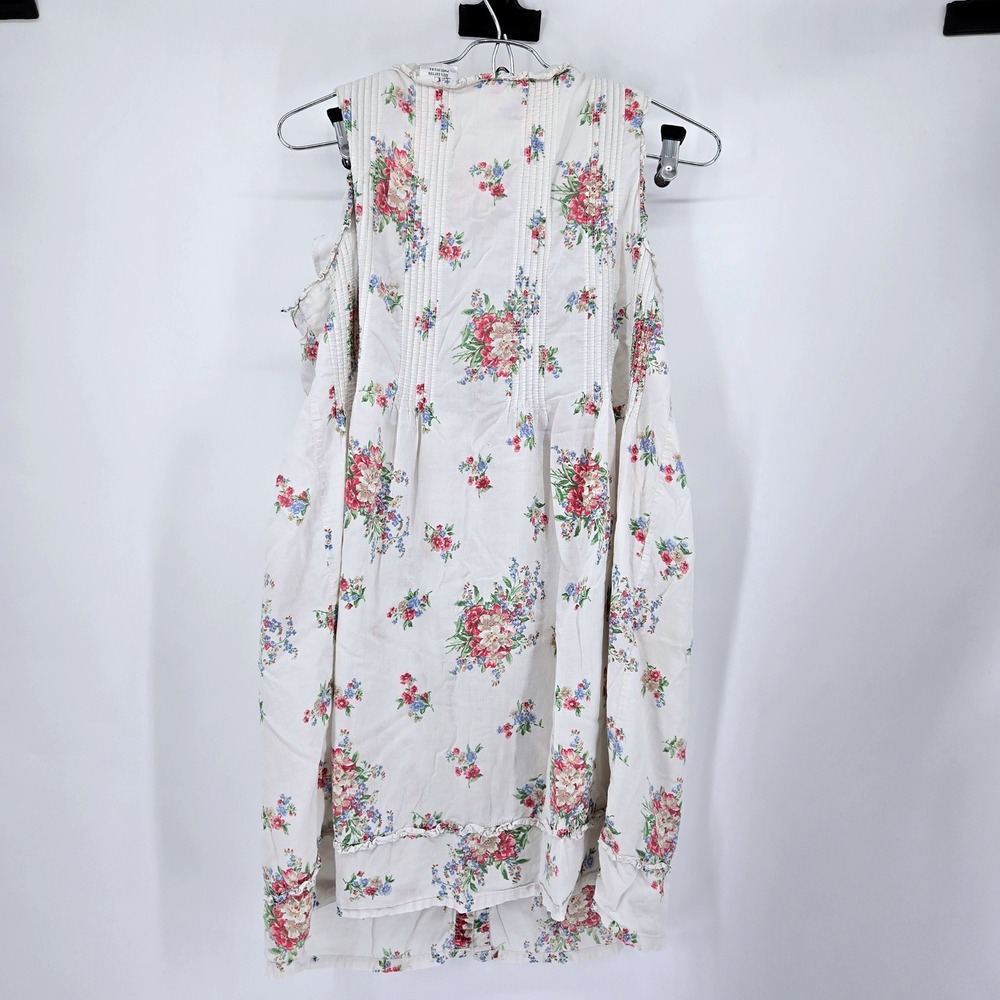 Laura Ashley Floral Nightgown Nap Sleep Dress White Pink Vintage 90s M Pintucks - Picture 2 of 9
